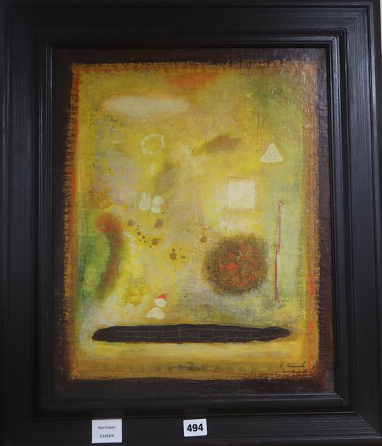 V. Kimil, oil on canvas board, Abstract, signed, 48 x 38cm